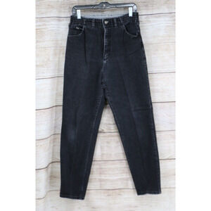 VINTAGE Lee Womens Size 12 Med High Rise Straight Leg Dark Denim Black Jeans